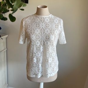 Topshop size 6, runs small, lace top in white